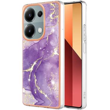 Imagem de Monwutong Capa de Ajuste Fino para Redmi Note 13 Pro 4G/Poco M6 Pro 4G, Capa Moderna com Padrão de Mármore IMD Brilhante Roxa para Meninas, Suporta Carregamento Sem Fio
