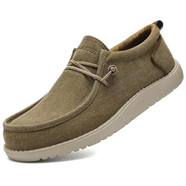 Imagem de ITAZERO Sapatos masculinos extra largos – 4E a 5E bico largo para homens 2GG largura larga pés inchados – Mocassins masculinos e slip-ons com palmilha de suporte de arco para fascite plantar, Lona