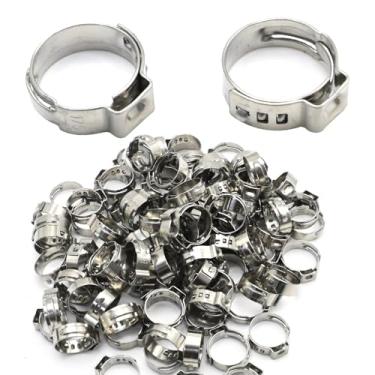 Imagem de EATAKWARD Anel de crimpagem Pex de 1/2 polegada, pacote com 100 braçadeiras de encaixe Pex, anel de aperto de aço inoxidável 304 para conexão de acessórios de tubulação PEX