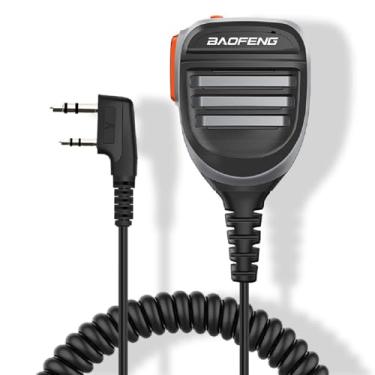 Imagem de BAOFENG Microfone de alto-falante portátil à prova d'água de rádio bidirecional 2 pinos K duplo PTT para Walkie Talkie UV-5R BF-F8HP P15UV UV-5X BF-888S UV-S9Plus DM-1701 GMRS Rádio amador (cinza-Dual