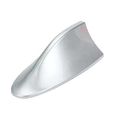 Imagem de Modengzhe Capa de antena de barbatana de tubarão ornamento de teto de carro de substituição de material ABS pintado de azul metálico apenas decoração cinza prateado pintado (base de 18 cm x 7,6 cm)