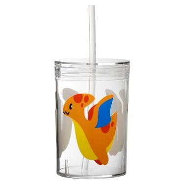 Imagem de Youngever Copo infantil Tritan reutilizável de 396 g com tampa e canudo, copo de canudo infantil inquebrável