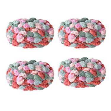 Imagem de 4 bolas de fio Pomp-A-Doodle, 100% poliéster Jelly Bean POM-POM para crochê, cobertor de tricô, tapete para animais de estimação, 600 g (jardim de pêssego)
