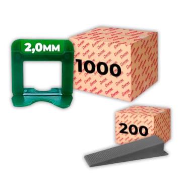 Imagem de Espaçador Nivelador Cortag 2,0 mm Eco C/ 1000 Pçs + Cunhas Niveladora Eco C/200 Pçs P/Azulejo Cerâmica Porcelanato Profissional - Verde