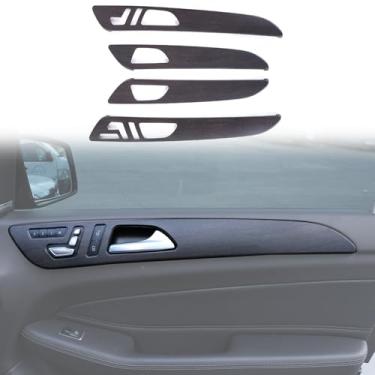 Imagem de Capa de painel de porta interna de carro compatível com Mercedes Benz ML GLE W166 GL GLS X166 2012-2019 Acessórios de acabamento de painel de maçaneta interna de carro (fibra de carbono, com botão de