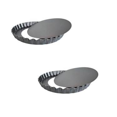 Imagem de Kit 02 Forma Torta Crespa  Antiaderente Fundo Removível 28cm - Marcola