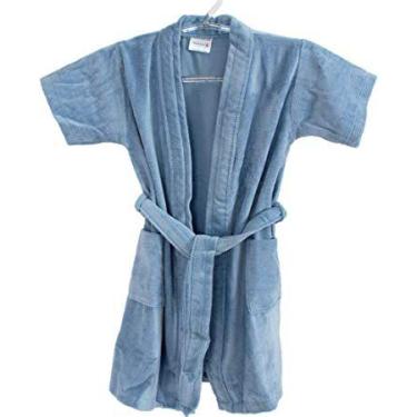 Imagem de Roupão de Banho Briza Veludo Infantil 100% Algodão Manga Curta Azul (3