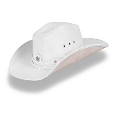 Imagem de Chapéu Country Americano Festa Rodeio Couro Branco Luxo - Traiado, Bra