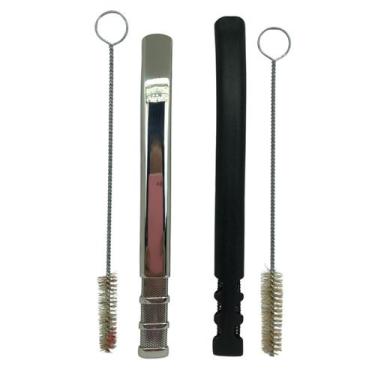 Imagem de Kit tereré bomba classica tela inox 18 cm + bomba v8 preta tela inox 1