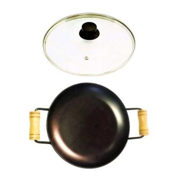 Imagem de Chapa Disco Arado Chapa de Aço Carbono Alça Madeira TV 33cm - Mard Met