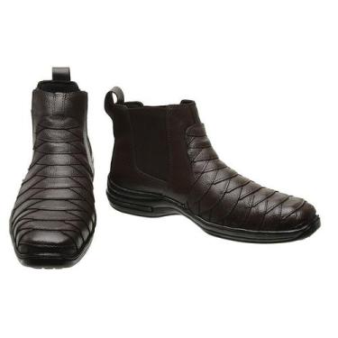 Imagem de Bota Masculina Escamada Ortopédica Macia Botina Rodeio Moda Estilosa E