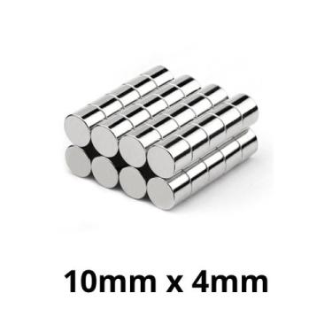 Imagem de Kit 50 Peças Imã Neodímio Disco Magnético N35  10 x 4 mm Super Forte P