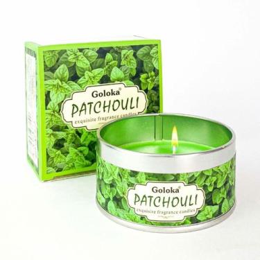Imagem de Vela Aromática em Lata Indiana Goloka Patchouli 70gr Vegano - Lua Míst