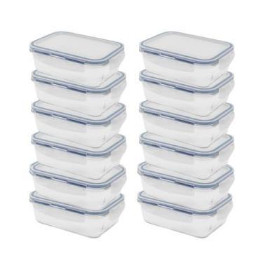 Imagem de Kit 12 pote hermetico de borossilicato retangular c/ tampa 330ml - v10