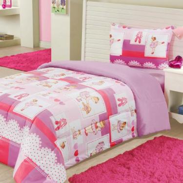 Imagem de Kit completo infantil edredom kids solteiro estampado + jogo de lençol