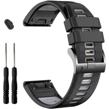 Imagem de EZMVZKU Pulseira de silicone de ajuste rápido de 22 mm para Fenix 8 de 47 mm/Fenix 7/6/5/7 Pro/6 Pro/5 Plus/E, pulseiras esportivas para Garmin Forerunner 965 955/tactix 8 AMOLED/Approach S70 47