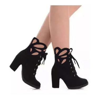 Imagem de Bota Feminina Coturno Salto Baixo Grosso Festa Borboleta - Gladishoes,