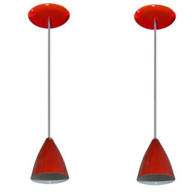 Imagem de Lustres pendentes Vermelho cozinha americana balcão sala alumínio Par 