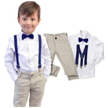 Imagem de Roupa Juvenil Social Masculino Batizado Casamento Gravata E Suspensóri