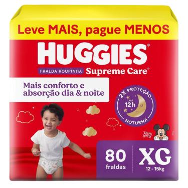 Imagem de Fralda Roupinha Huggies Supreme Care Tamanho XG 80 Unidades Descartáveis