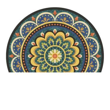 Imagem de Tapete redondo abstrato para sala de estar tapetes macios para sala de jantar embaixo da mesa, tapete antiderrapante para entrada de escritório e cozinha (flor 02,60 x 90 cm)