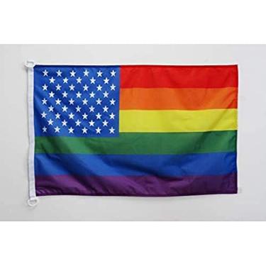 Imagem de Bandeira Náutica Rainbow USA 45.7 cm x 30.5 cm - EUA - Bandeiras American Gay Pride 30 x 45 cm - Banner 30.5x45.7 cm para barco - Drapeau Arc-en-Ciel USA AZ FLAG