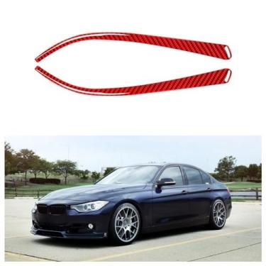 Imagem de IKUESM Compatível com BMW Série 3 GT F30 F34 2013-2018 Acessórios Fibra de Carbono Modificado Espelho Retrovisor de Carro Tira Decorativa Adesivos de Capa(RED)