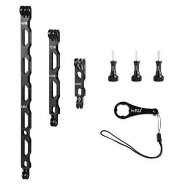 Imagem de HSU (7 peças) Kit de braço de extensão de liga de alumínio, suporte de haste de metal, suporte de braço de extensão de capacete para GoPro Hero 13/12/11/10/9/8/7/6/5 preto, DJI Osmo Action e mais (30