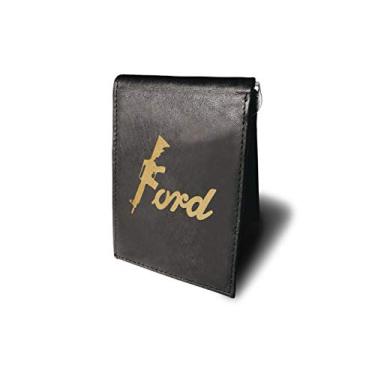 Imagem de Ten Four Distributions Ar-15 Rifle de assalto Ford automóvel couro bovino gravação a laser minimalista clipe de dinheiro fino preto bloqueio RFID bolso frontal carteiras masculinas de couro, Preto,
