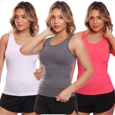 Imagem de Kit 3 Regatas Nadador Fitness Academia Canelada - MC Digital, M, Rosa,