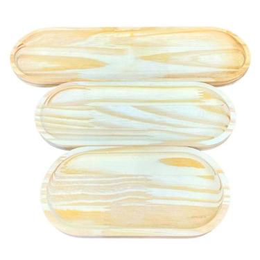 Imagem de Kit 3 Bandeja oval pinus PMG - Uso geral e kits higiene - Antilope Dec
