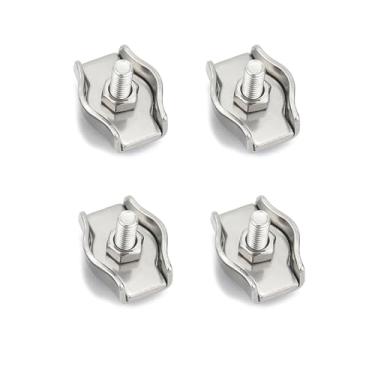 Imagem de 4 peças de clipes de corda de aço inoxidável à prova d'água grampos de cabo de aperto único mandril trava de cabo M8 prendedor de hardware de fio