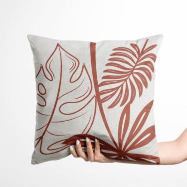 Imagem de Almofada Algodão Estampada Folhas 40x40cm Tabaco - FASTLAR