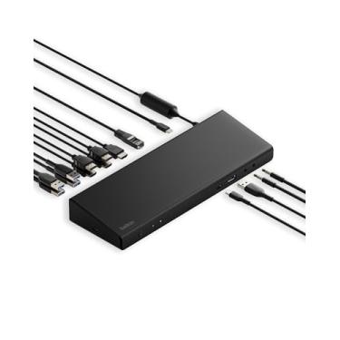 Imagem de Belkin Triple Display DisplayLink Docking Station Hub with 3 HDMI Ports, 2 DisplayPorts, for Triple 4K Display with 85W Power Delivery, Gigabit Ethernet, 3.5mm Mic/Speaker, 1 USB C and 5 USB A Ports