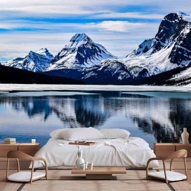 Imagem de Lcythiazole Murais de papel de parede personalizáveis, montanha de neve, lago azul, fotos grandes, murais de papel de parede para sala de estar, quarto, escritório, cozinha