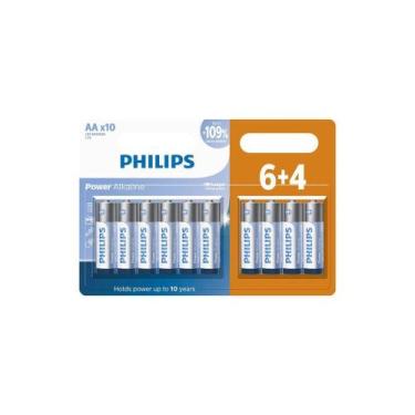 Imagem de Pilha Philips AA Alcalina Power 1.5V Pack com 10 unidades