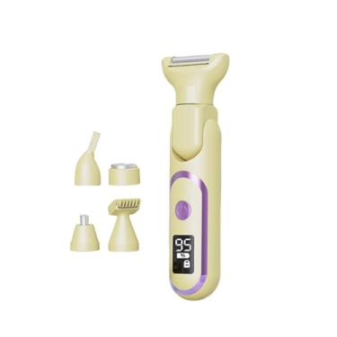 Imagem de harayaa Lady Shaver Elétrico Grooming elétrico Usb Recarregável 5 em 1 Design Design sem fio Nariz Trimmer para o nariz de cabelo longo e curto, Bege