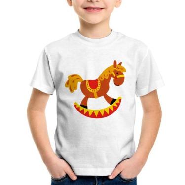 Imagem de Camiseta Infantil Cavalo Balanço - Foca na Moda, Branco, 4