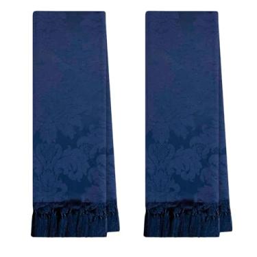 Imagem de 2 Mantas Xale Para Poltrona Pequena Peseira 0,70 X 1,80 (131 AZUL MARINHO)