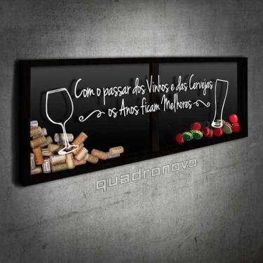 Imagem de Porta Rolhas e Tampinhas Panorâmico - Com o passar dos Vinhos - Quadro