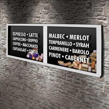 Imagem de Porta Rolhas e Cápsulas Panorâmico - Tipos de Café e Vinho - Quadro No