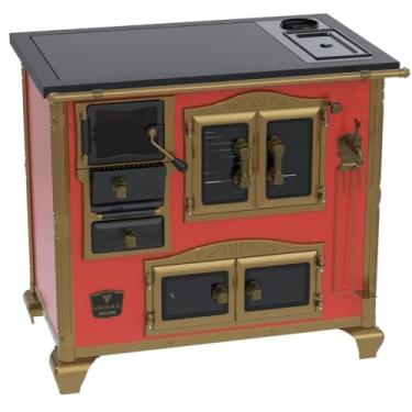 Imagem de Fogao a Lenha N 2 Imperador Vitreo Premium Caldeira Vermelho SD