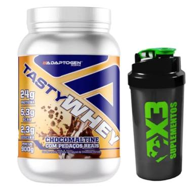 Imagem de Tasty Whey 3W Sabor Chocomaltine 900g - Adaptogen Science + Coqueteleira 600ml - X3 Suplementos