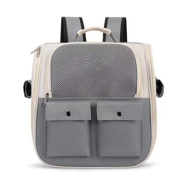 Imagem de Bolsa de Transporte Pet Avião Viagem Mala para Cachorros e Gato Cabine mochila(Cinza)