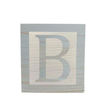 Imagem de Cubo Branco Letra Azul Bebê com Aplique Festa Chá de Bebê Decoração 8x