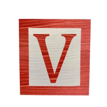 Imagem de Cubo Branco Letra Vermelha com Aplique Festa Chá de Bebê Decoração 8x8