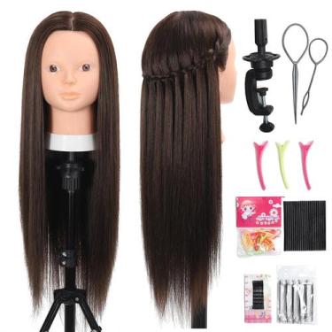 Imagem de Cabeça de Manequim Opini 26 Polegadas - 80% Cabelo Humano Castanho Esc
