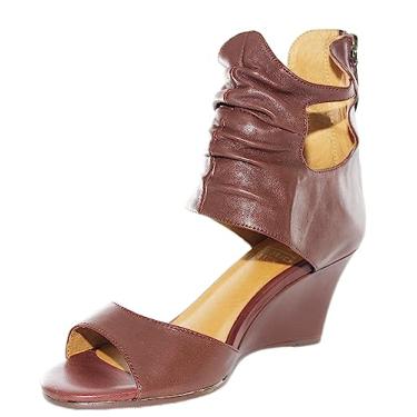 Imagem de Hendrick Brun Sharae Sandália anabela de salto baixo marrom, Marrom, 7