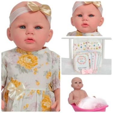 Imagem de Boneca Reborn Abigail Pode Dar Banho Vestido Acessórios - Cegonha Rebo