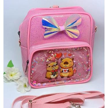 Imagem de Bolsa Infantil Meninas Mochilinha de Costa Alça Pequena com Bolso Zipe